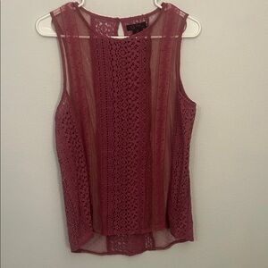 Chic Lace Sleeveless Blouse - Burgundy